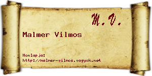 Malmer Vilmos névjegykártya
